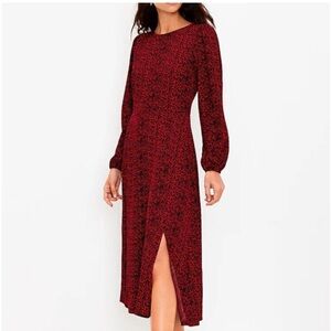 Loft Red Leopard Print Dress size 12